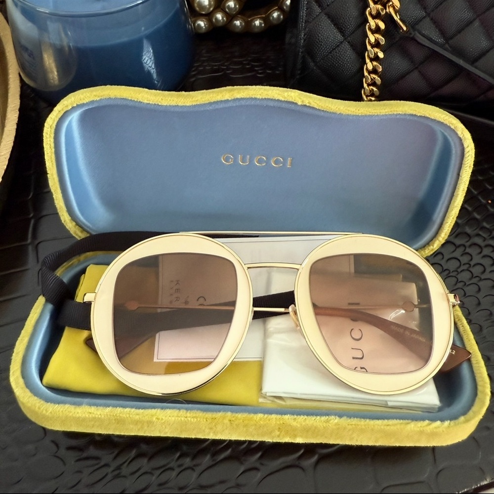Gucci Gold Designer Sunglasses
